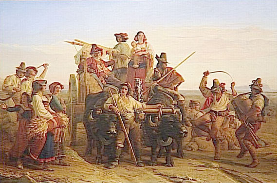 Leopold Robert, Arrivee des moissonneurs dans les marais Pontins, 142 х 212 cm, huile sur toile, 1830, Musee du Louvre, Paris