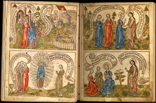 Fig. 1. Canticum canticorum, blockbook, ca.1465, fol. 1v.-2r.