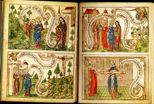 Fig. 8. Canticum canticorum, blockbook, ca.1465, fol. 11v.-12r.